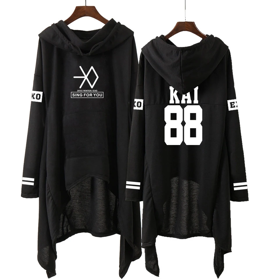 Kpop EXO/новые модные корейские толстовки EXO DO LAY SE HUN KAI пой FOR YOU EXO длинная юбка женские толстовки Harajuku Пуловеры для девочек