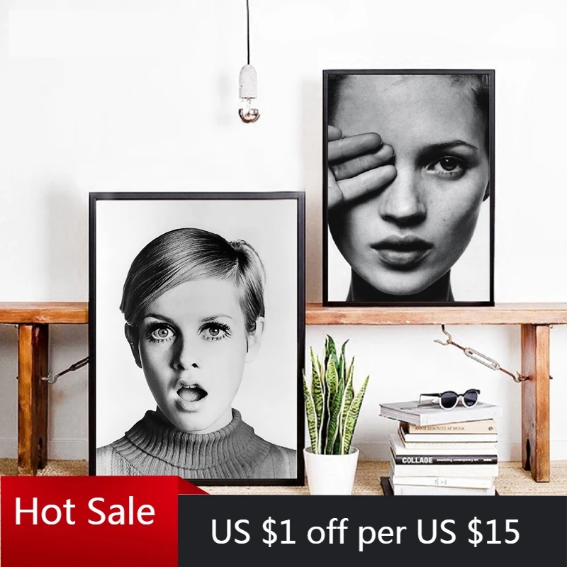 Модная одежда для девочек плакат Черный и белый Фотография Печать Nordic девушка