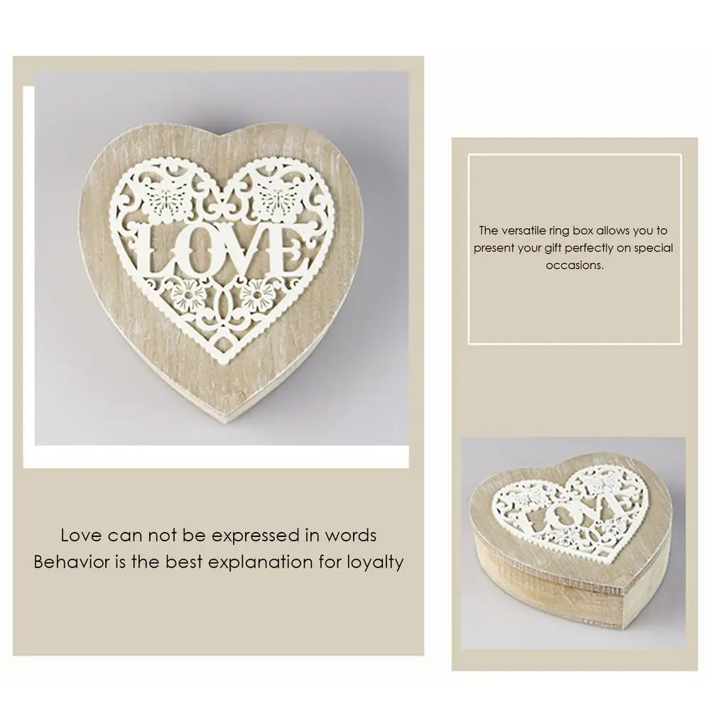 

Jewelry Storage Box Ring Necklace Earring Earrings Storage Box Retro Wooden Peach Heart Small Fresh 2021