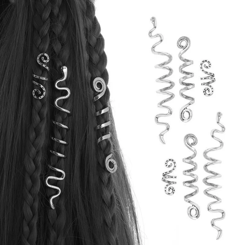 

Braid Hair Accessories Celtic Hair Jewelry Alloy Dreadlock Accessories for Hair Spiral Braid Hair Cuff Snake Hair Clip for Women
