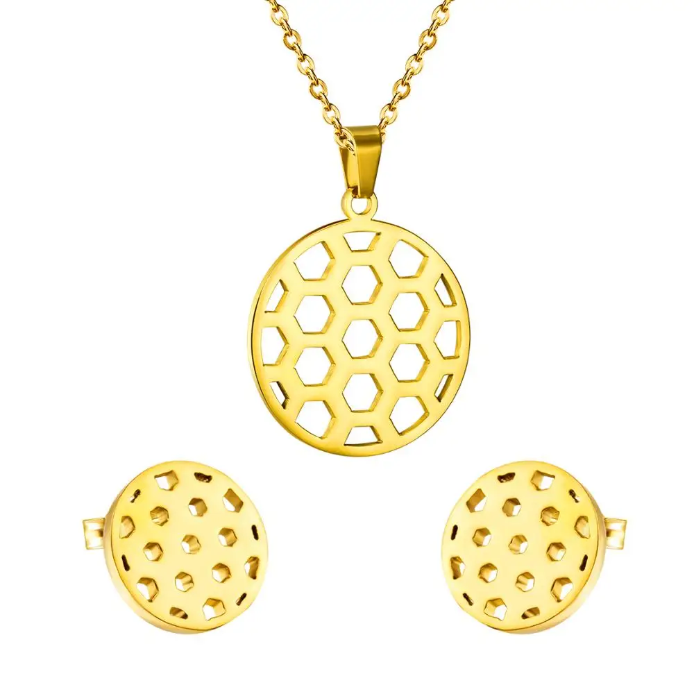 LUXUKISSKIDS золото Цвет сота ожерелье серьги набор украшений для женщин в африканском