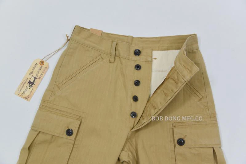 Cozyroom M-1951 Military Vintage Men HBT Side Pockets Cargo Shorts Straight Loose Fit