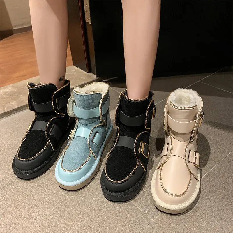 

Winter Ankle Boots Women Fashion Plus Velvet Thick Snow Boots Platform Woman Shoes Warm Comfortable Cold-proof Short Boot