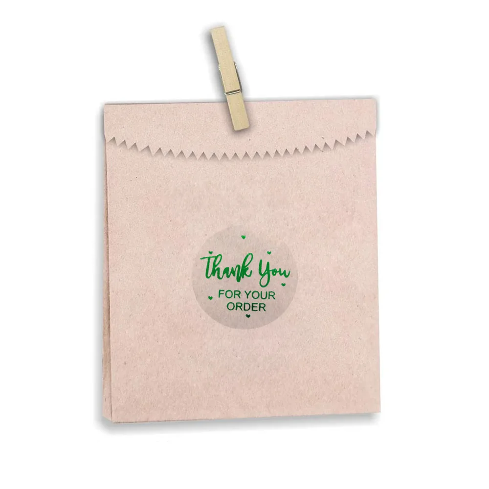 Бронзирующая зеленая фольга 500 шт. спасибо за заказ наклейка для магазина