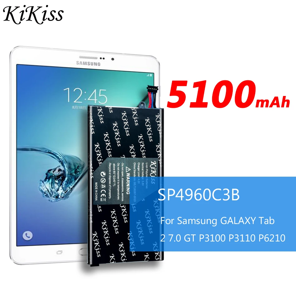 Большой Батарея 5100 ма ч для samsung Galaxy Tab 2 7 0/7 Plus GT P3100 P3110 P6200 P6210 SP4960C3B