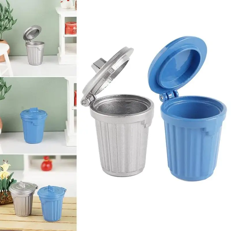 

1:12 Dollhouse Mini Trash Can Pocket Mini Type Dollhouse Simulation Model Alloy Dollhouse Accessories Furniture