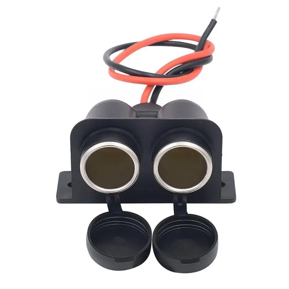 

Black 2 way Female Car Motorcycle Cigarette Lighter Adapter Plug Double Waterproof Connector Cover Socket 12V Dual Splitter B7V4