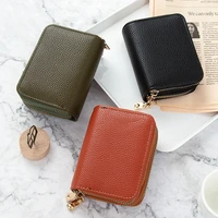womens short large capacity zipper card holder pu leather wallets female small coin purse business id card cases pocket