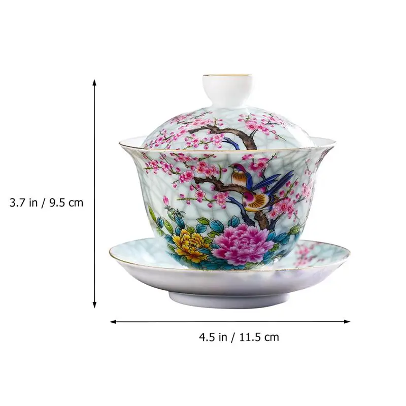

1 Set Tea Cup Ceramic Teapot Flower Bird Design Teapot Retro Tea Set Tea Ware
