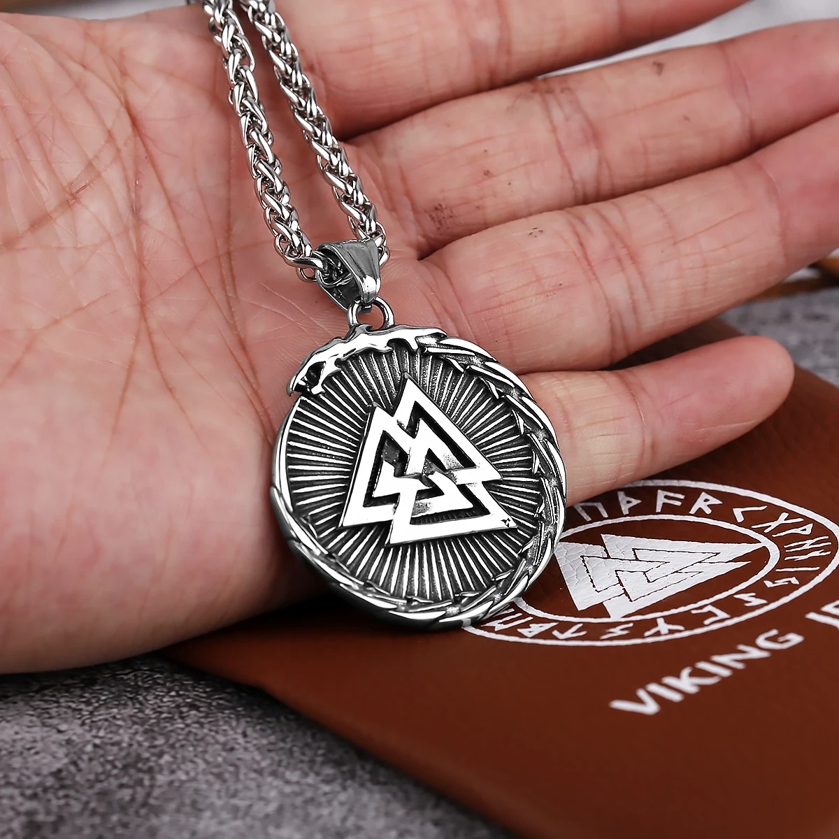 

Nordic Viking Stainless Steel Heavy Industry Old Men's Necklace Pendant Punk Rock Gothic Hip Hop Domineering Gift