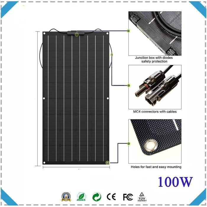 Горячая Распродажа 12v 100w 80w etfe гибкие солнечные панели с cigs солнечные батареи Водонепроницаемые с низкой ценой и высоким качеством