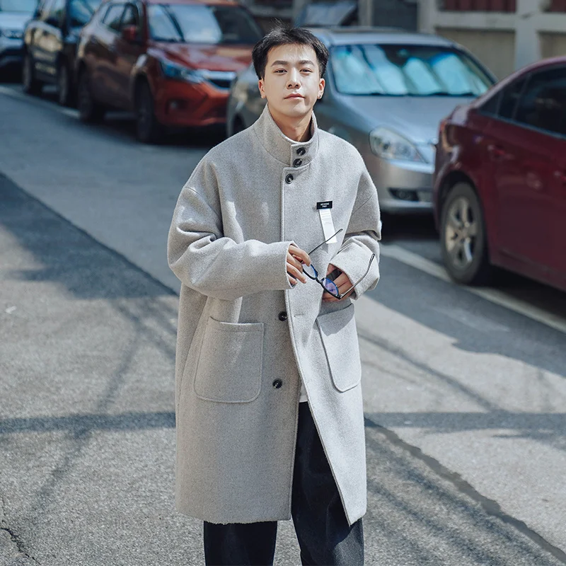 

Winter Thick Woolen Coat Men Warmth Fashion Oversized Long Woolen Coat Korean Loose Woolen Jaket Mens Trench Overcoat M-2XL