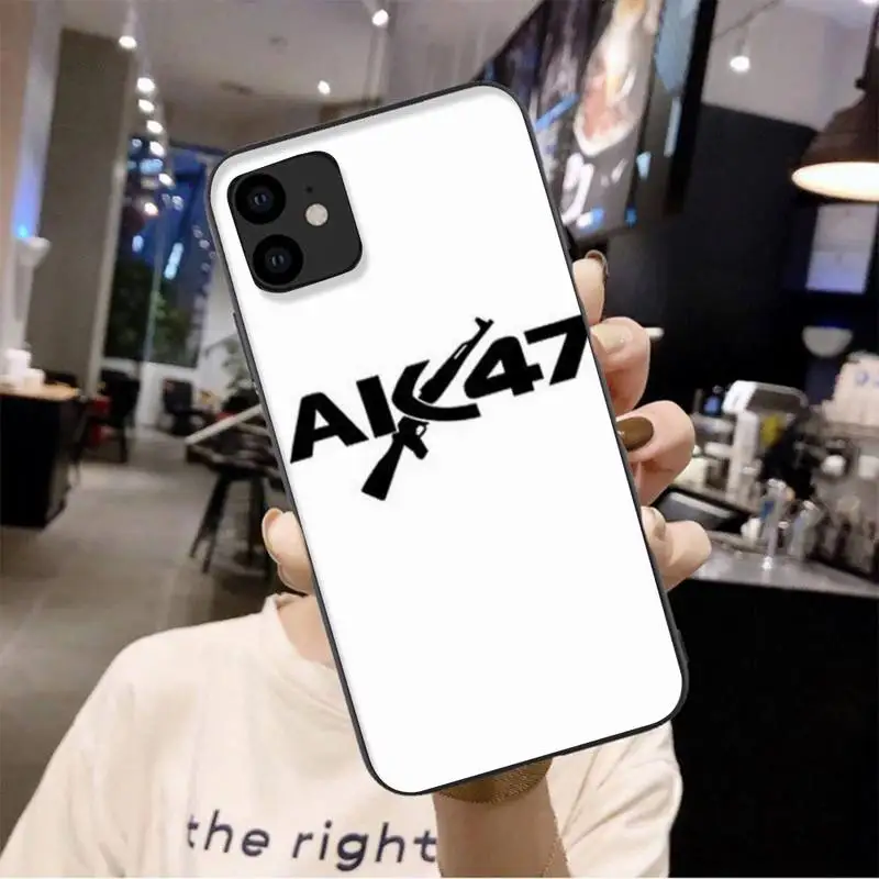 

0 AK47 Black Soft Phone Case For Iphone 6 6s 7 8 Plus XR X XS 11 12 Pro Mini Max