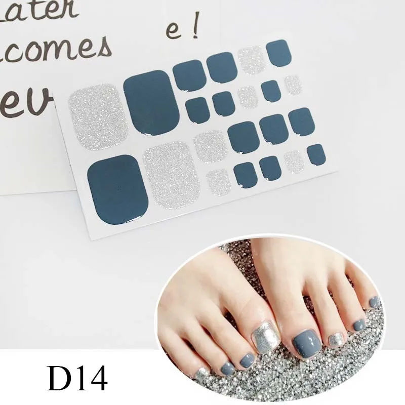 Предварительно разработанные наклейки на ногти D14 полное покрытие