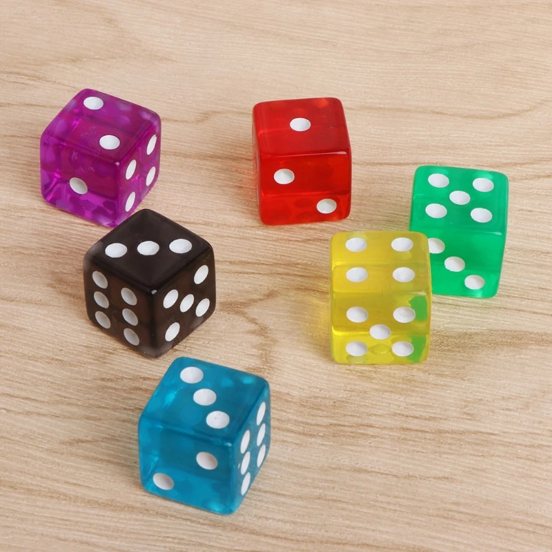 

10pcs Six Sided 15mm Transparent Cube Round Corner Portable Table Playing Games