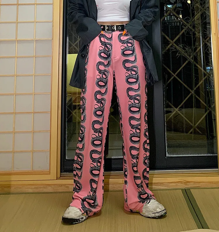 Neploe новинка длинные штаны со змеиным принтом сексуальные женские широкие