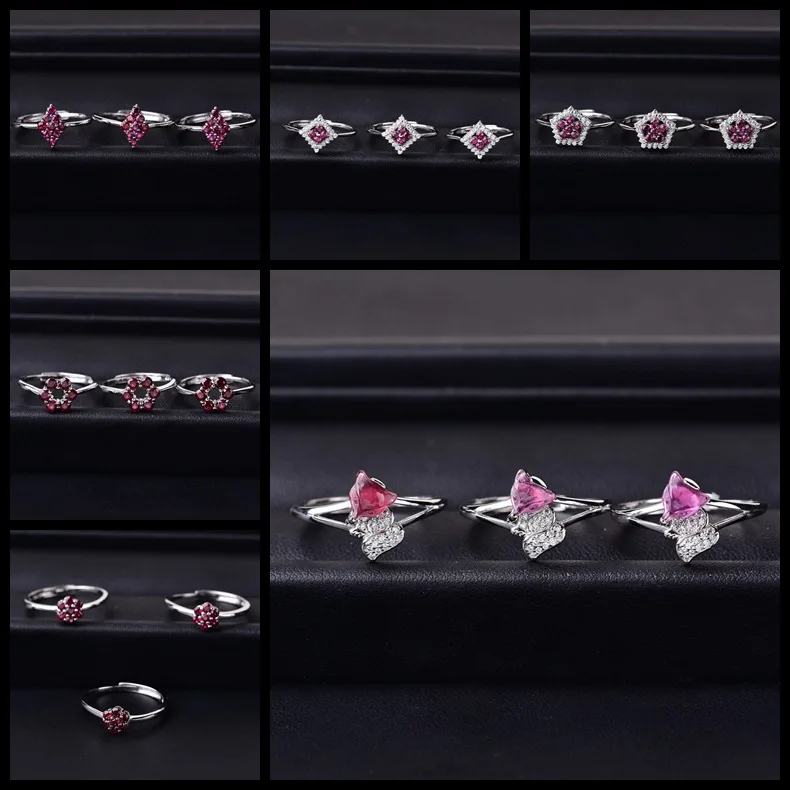 Кольцо с натуральным гранатом из чистого серебра 925 пробы Новое поступление