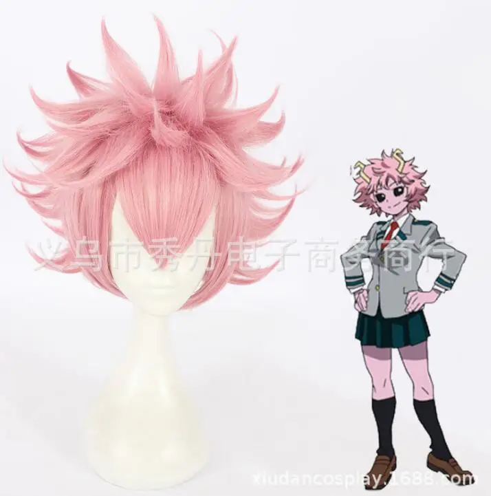 

Cosplay Anime Women Pink Wig My Hero Academia Mina Ashido Costume Boku no Hero Academia Heat Resistant Movies Hair Party Wigs
