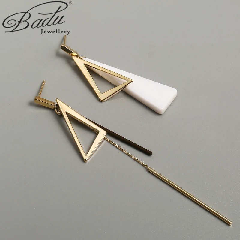 Фото Женские асимметричные серьги Badu из металла с кисточками в форме треугольника для