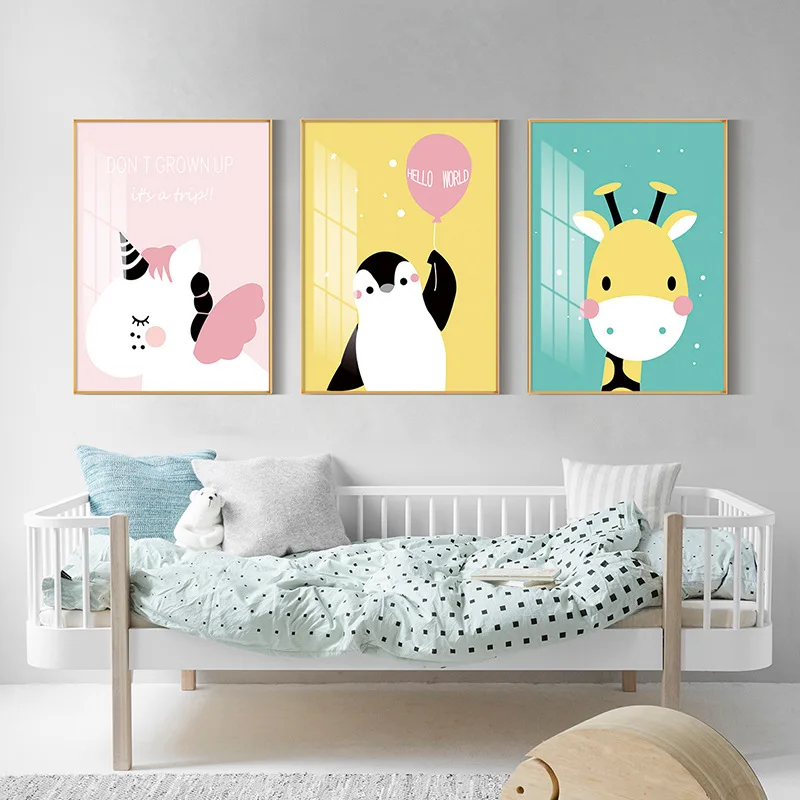 

Cute Cartoon Animal Wall Posters Decorative Picture for Living Room Children's Room Kindergarten Canvas Painting Wall Art Kids