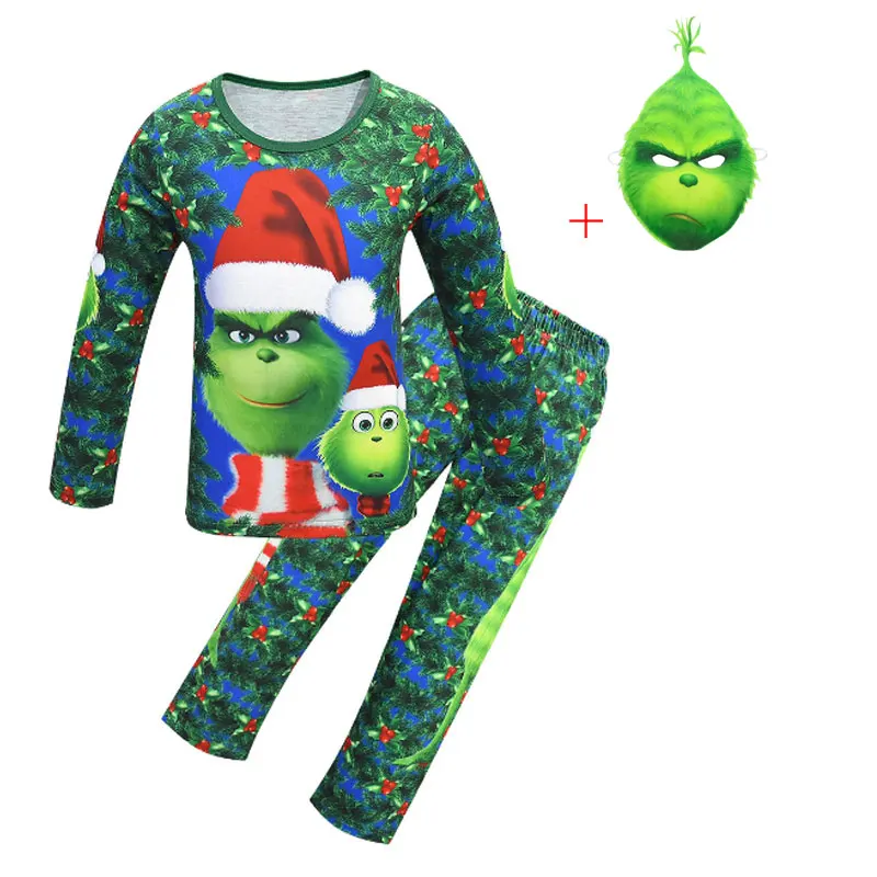 Комплект одежды для мальчиков рубашка и брюки с принтом Санта Клауса зеленый