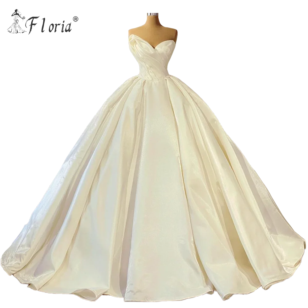 

Simple Satin Wedding Dress 2020 Elegant Sweetheart A Line Bridal Gown Vintage Arabic Formal White Dress vestidos de novia
