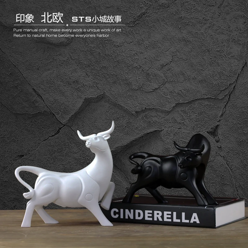 

MODERN CREATIVE RESIN COW BULL STATUE VINTAGE HOME DECOR CRAFTS ROOM DECORATION OBJECTS RESIN BAR LUCKY CATTLE ANIMAL FIGURINES