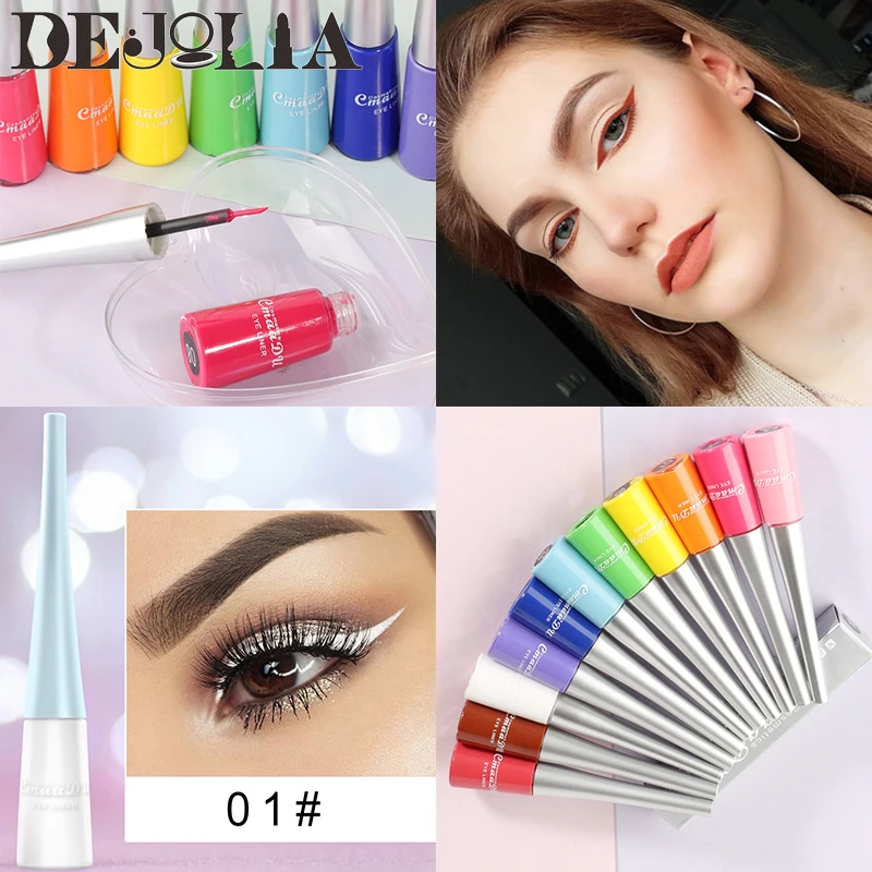 1PC Colorful Liquid Eyeliner Quick Dry Natural Easy to Wear Waterproof Long-lasting Cosmetics Eye Liner Makeup Tool for Woman