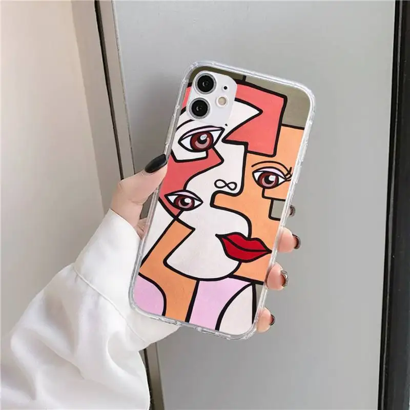

Picasso abstract Art painting Phone Case Transparent soft For iphone 5 5s 5c se 6 6s 7 8 11 12 plus mini x xs xr pro max