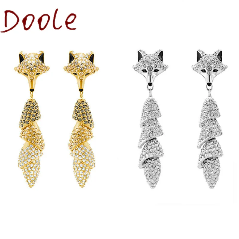 

High Quality 1:1 New Charm Fashion Jewelry Lovely Fox Style Crystal Lady Earrings Earings Fashion Jewelry 2021 Korean Fashion