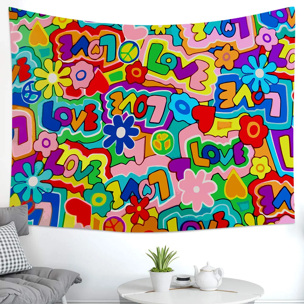 

Geometric Colorful Blankets Alphabet flowers Tapestry Wall Hanging Bohemian Bedspread Blanket Dorm Home Decor mantas mandalas