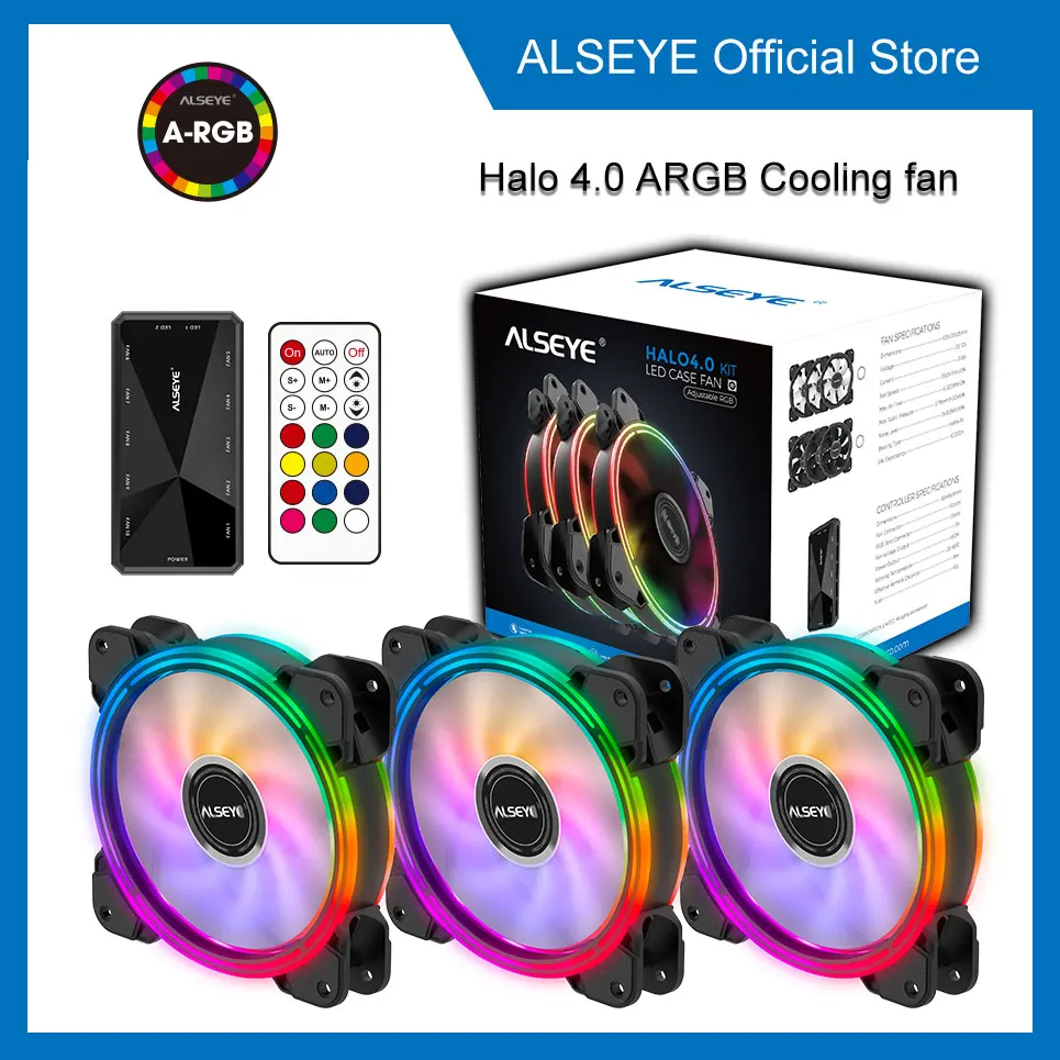 Alseye Halo 4 0 120 мм компьютерный светодиодный чехол с вентилятором регулируемый RGB PC