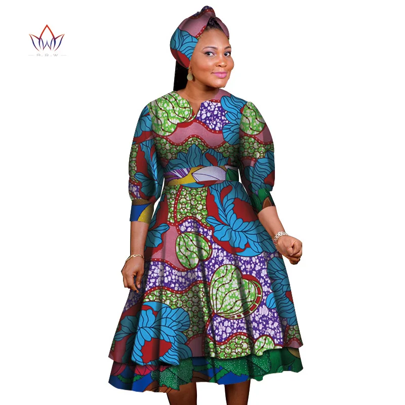 

New Bazin Riche African Dresses for Women Dashiki Ankara Print Patchwork Dresses Vestidos Women African Clothing WY4389