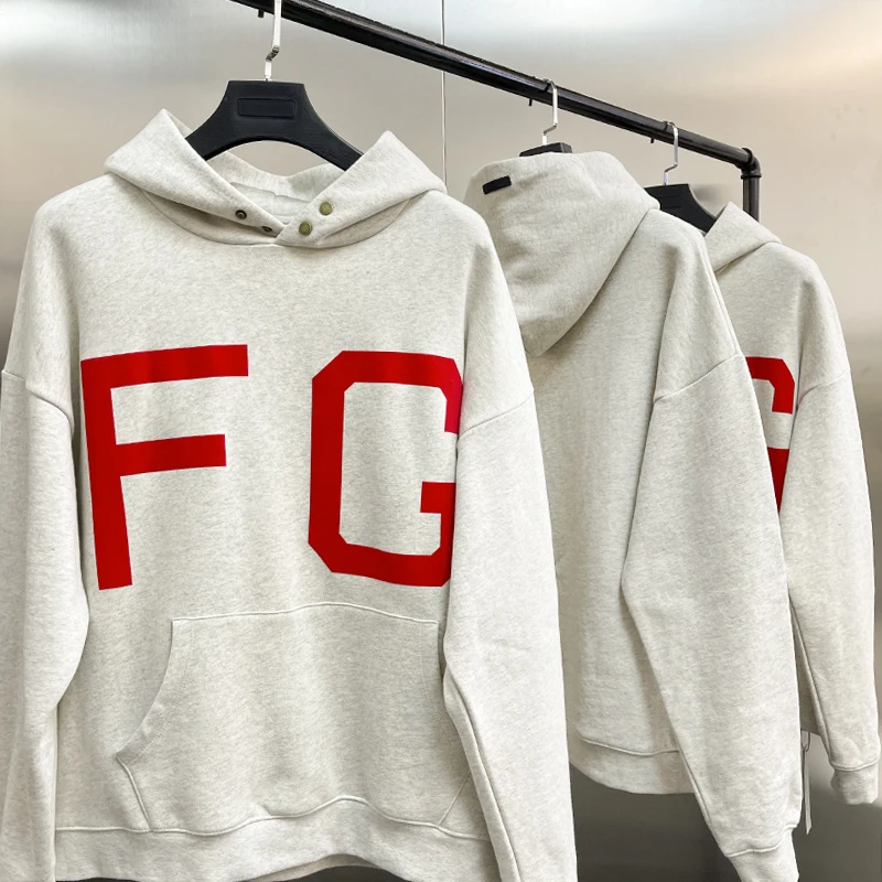 

2021 autumn winter 100% cotton high street hooded men's Pullover loose large red letter logo sweater for men and women