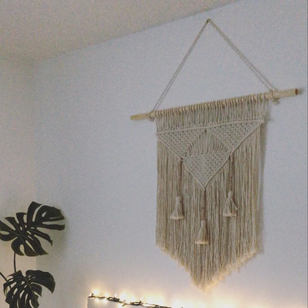 

Woven Macrame Curtain Wall Hanging Tapestry Bohemian Nordic Wall Background Tapestri Boho Decor Tapestry Home Backgdrop Curtain