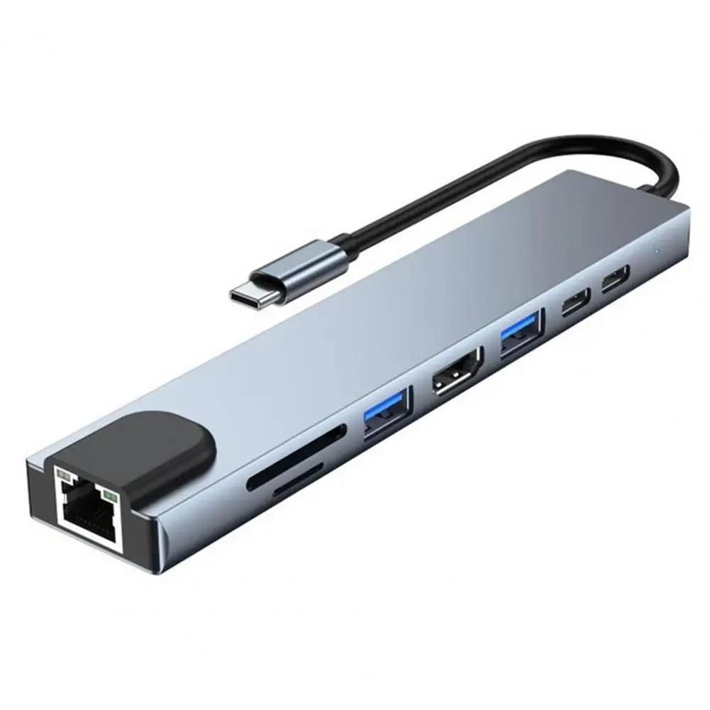 

Expansion Dock 8 in 1 PD Fast Charging Aluminum Alloy Type-C Hub to HDMI-compatible TF/SD-Card Laptop Docking Station