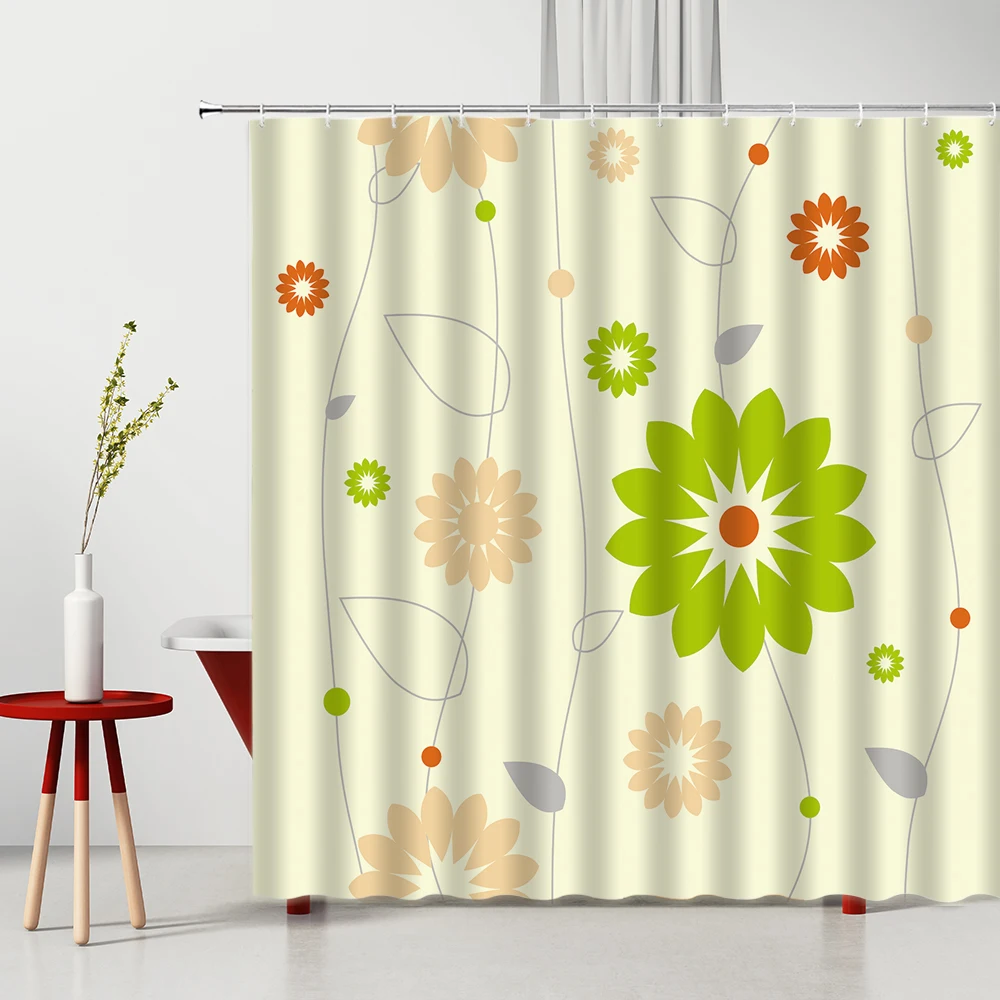 

Cartoon Children Plant Print Pattern Bathroom Shower Curtain Set Waterproof Polyester Fabric Bathtub Decoration
