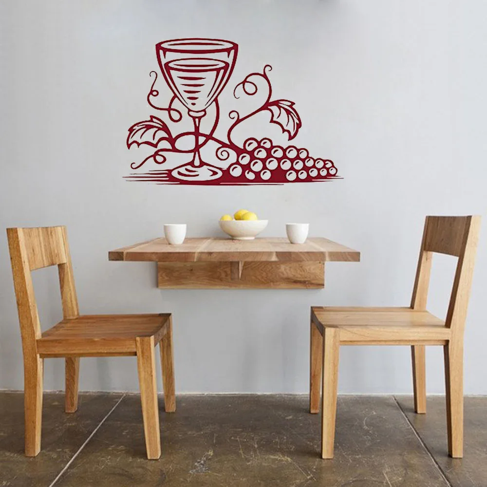 Наклейка на стену в виде бокала для вина внешний вид интерьера съемное искусство