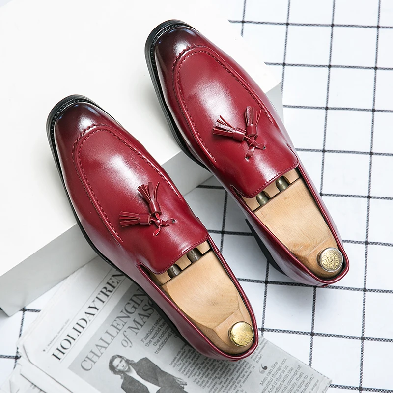

YRZL Men Loafers High Quality Comfortable Hard Wearing Breathable Daily Office Slip-on Leather Shoes for Men Plus Size 38-48