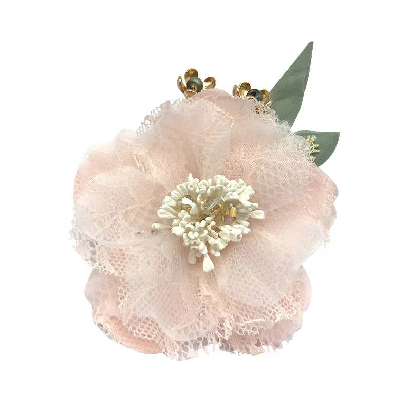 Дышащая корейская ткань многослойная большая Цветочная Брошь ручной работы