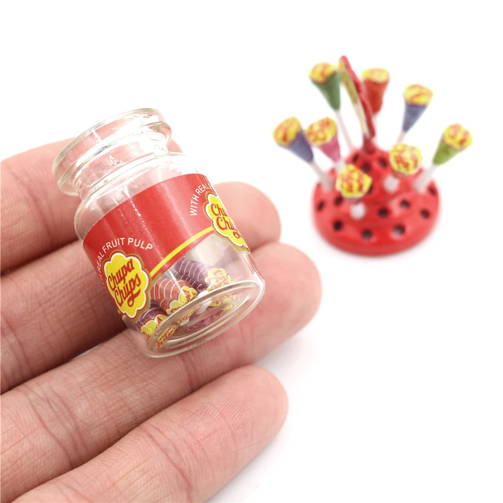 

Miniature Food Dessert Sugar Mini Lollipops With Case Holder Candy For Doll House 1/12 Kitchen Furniture Toys Accessories