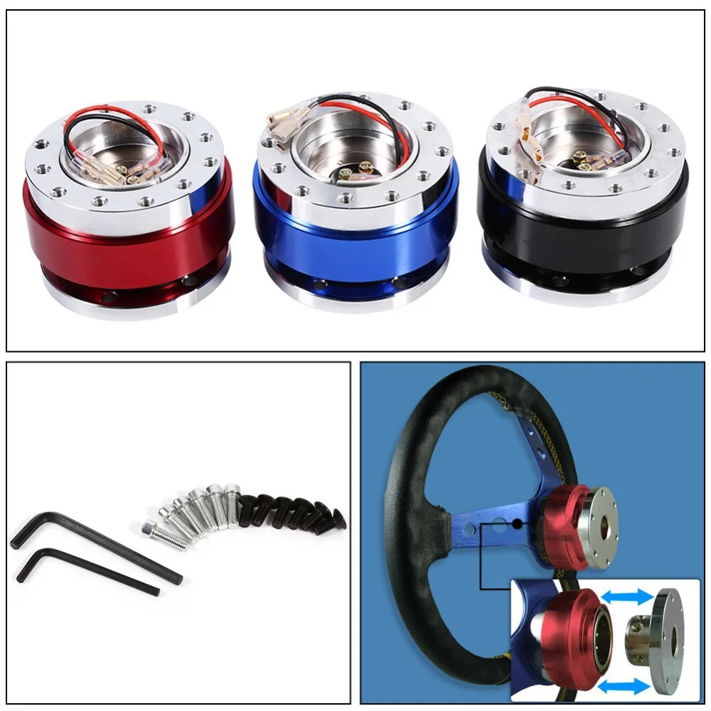

Universal Car Auto Quick Release Steering Wheel Snap Off Hub Adapter Boss Kit Aluminum 6