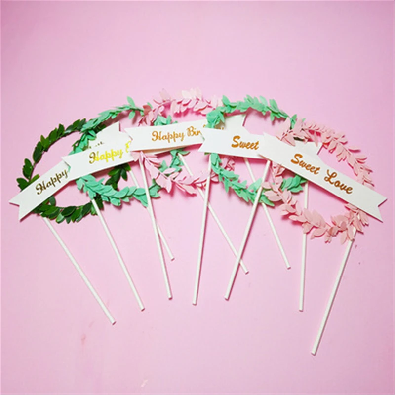 Новый Лесной венок топпер для торта С Днем Рождения флаг дня рождения детский душ