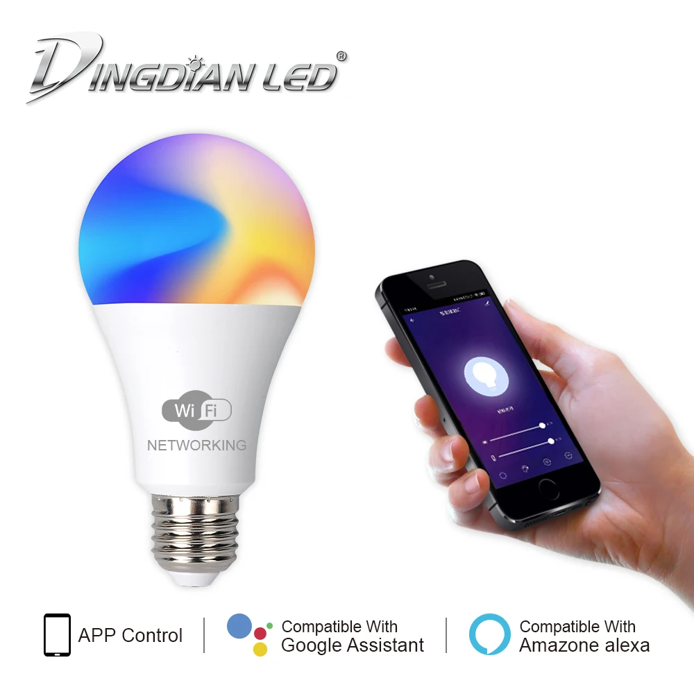 Dimmable светодиодный WiFi лампа накаливания 9 Вт 15 E27 умный светильник RGB белый