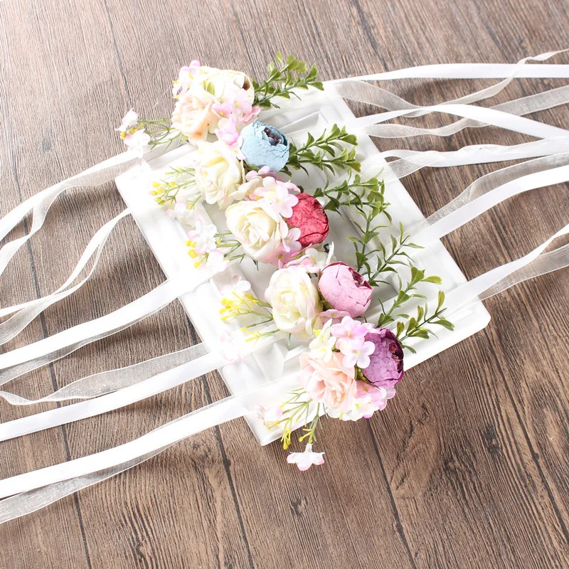 Корсаж-бутоньерка на запястье для невесты искусственная шелковая розовая рука