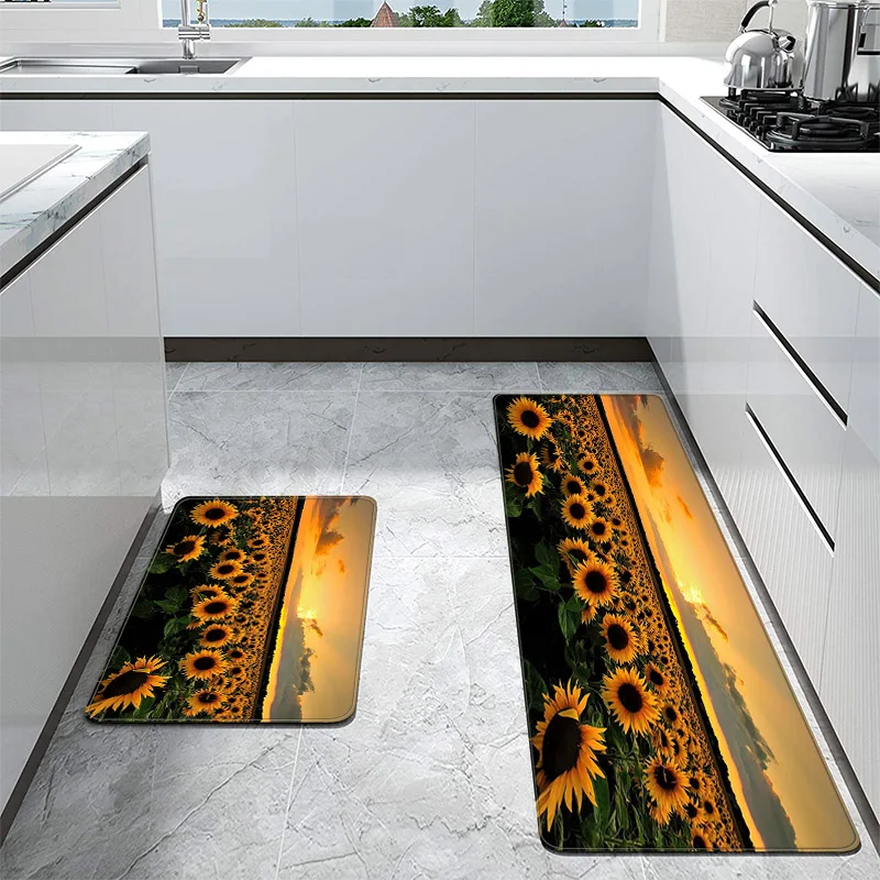 Скандинавский ковер с подсолнухами Придверный коврик для прихожей кухни