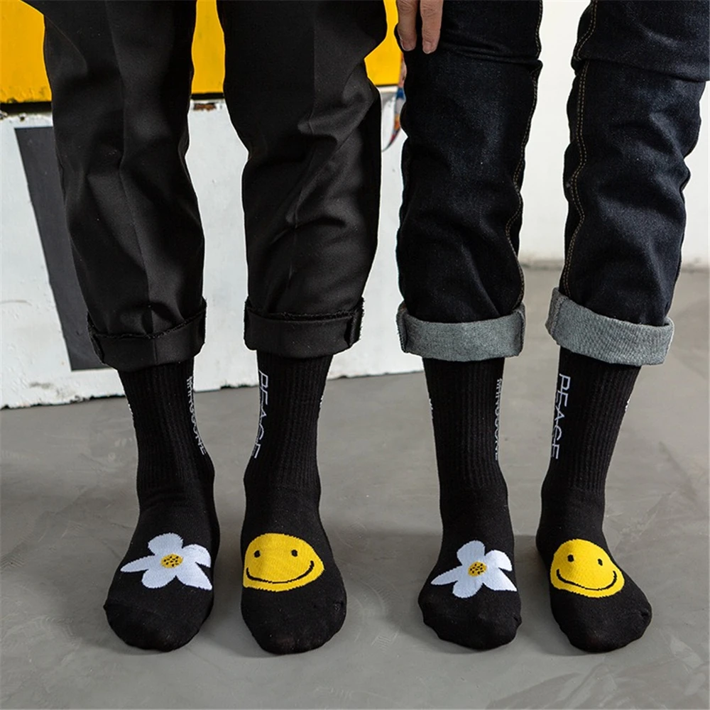 Мужская Мода Тренд мультфильм стиль Узор в виде подсолнухов Смешные счастливые