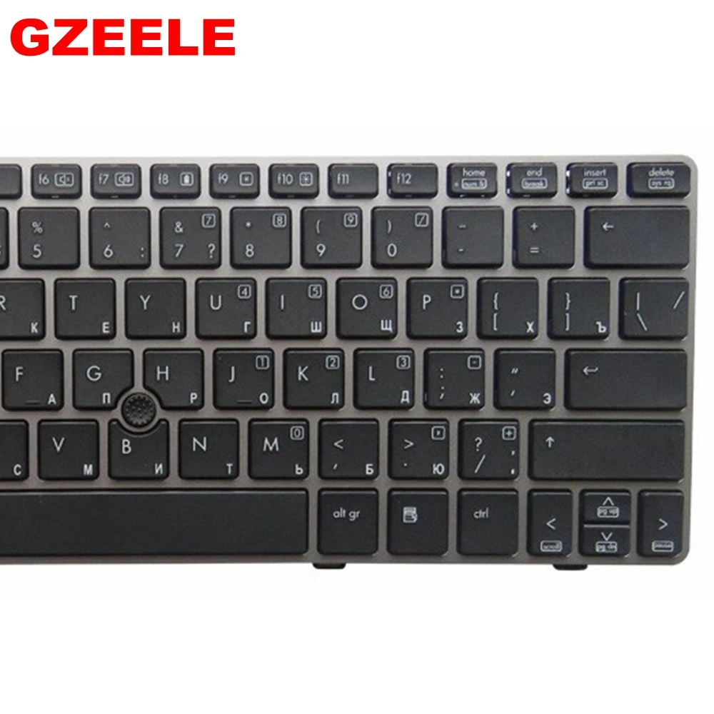 Новая клавиатура для ноутбука EliteBook 2560P 2560 2570P 2570 RU с серой рамкой и указателем