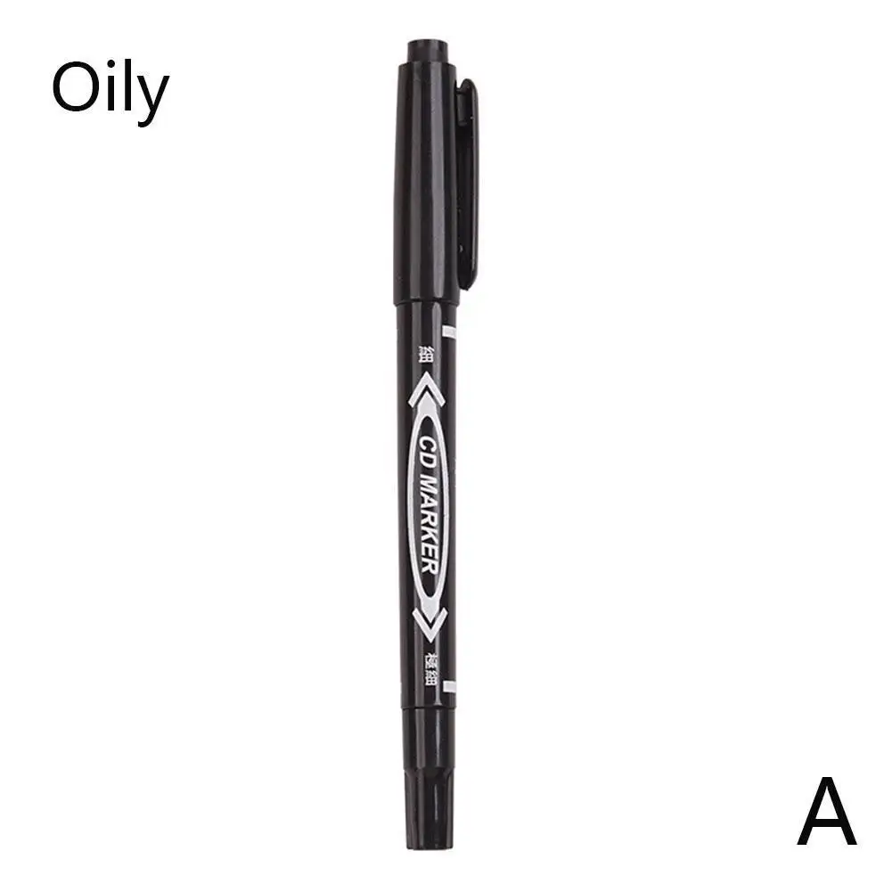 

1PC Twin Tip Permanent Marker Pen Fine Point Waterproof Nib Ink Black Crude Fine Thin Nib Ink 0.5mm-2mm U9X7