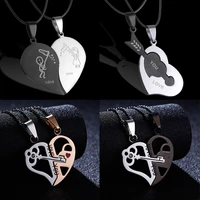 rinhoo couples necklace jewelry broken heart necklace stainless steel engrave love you pendants necklace family lovers jewelry